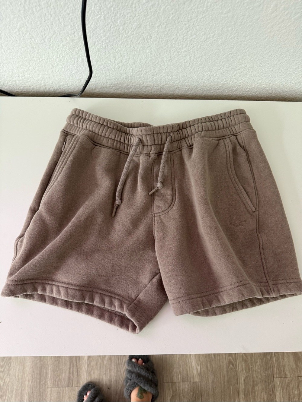 Hollister Taupe Fleece Drawstring Athletic Shorts